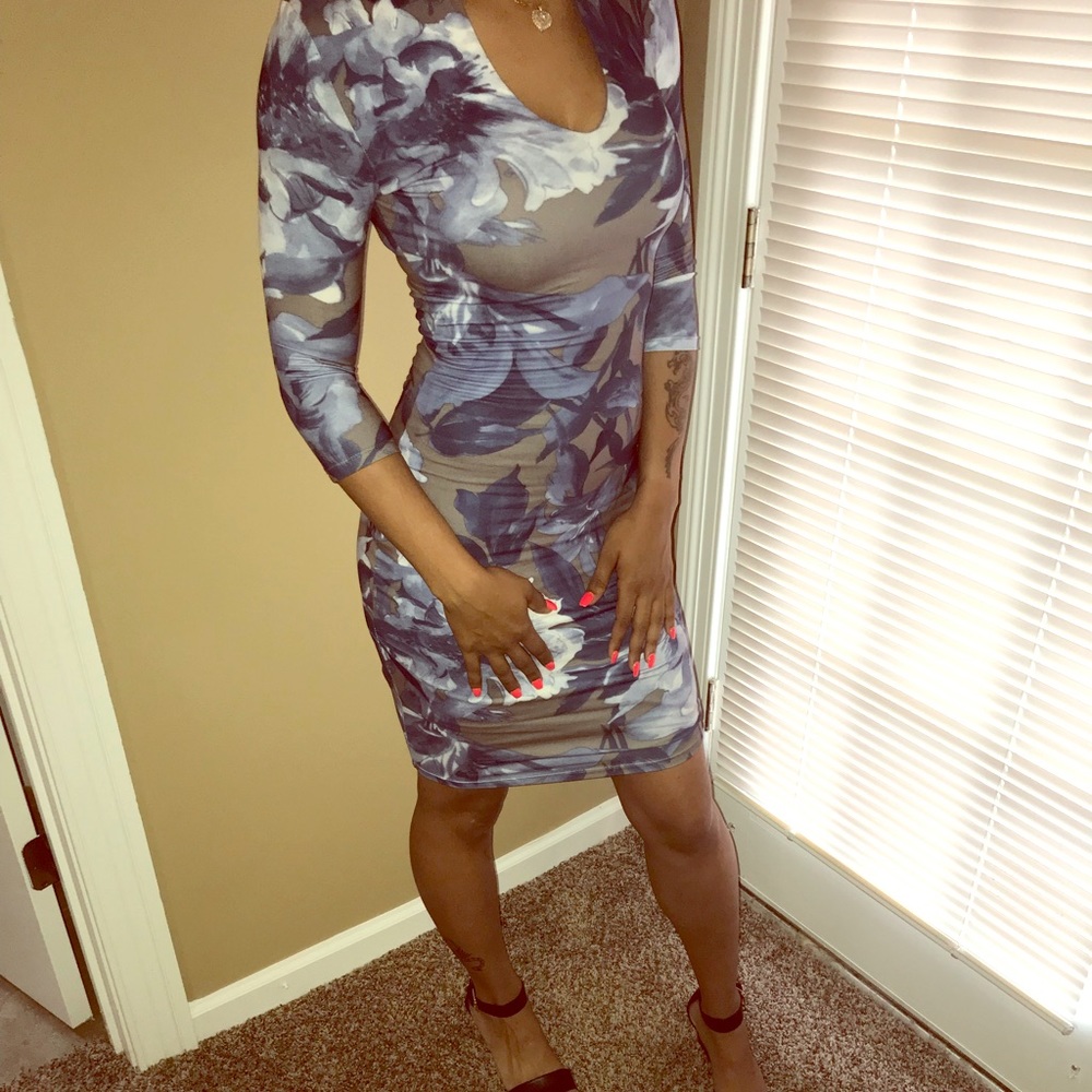 Midi/mini Blue and white floral dress